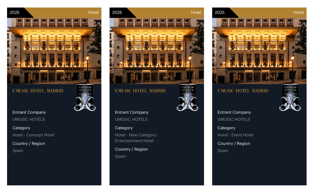 portrait image: UMUSIC HOTEL MADRID WINS THREE HONORS AT THE 2025 MUSE HOTEL AWARDS